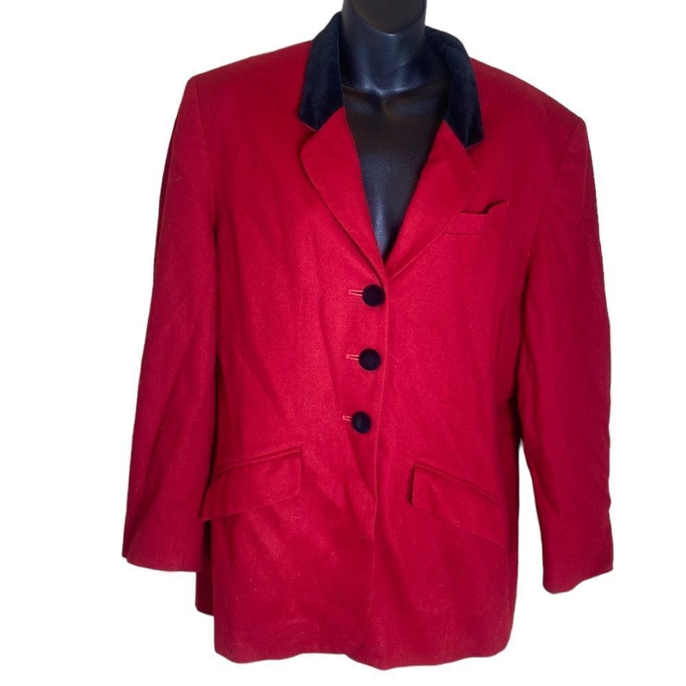Pendleton red 100% virgin wool size 14 blazer holiday academia regencycore USA